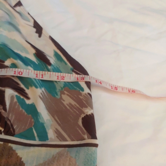 Rare BCBG Maxazria Brown/Teal Print Keyhole Halter Top Women's Size Small - Picture 6 of 8